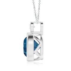 Angara - Pendentif solitaire en or massif 14 carats avec chaton naturel de 4,2 ct de topaze bleue de Londres