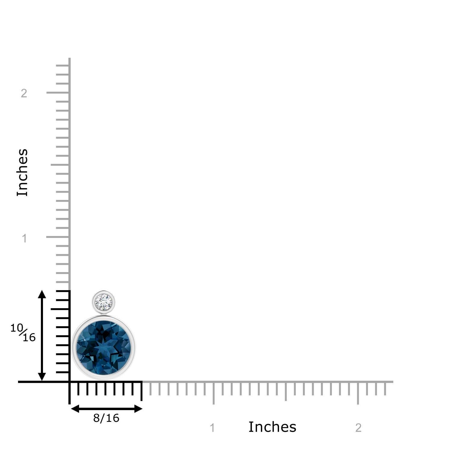 Round Cut Angara Natural Bezel 4.2ct London Blue Topaz Solitaire Pendant in 14K Solid Gold For Sale