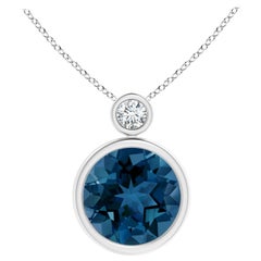 Angara Natural Bezel 4.2ct London Blue Topaz Solitaire Pendant in 14K Solid Gold