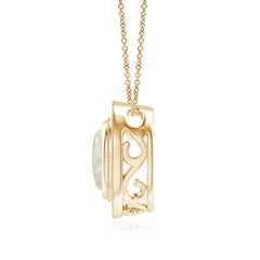 Angara Natural Bezel-Set 1.15ct Opal Pendant with Diamond Halo in 14K Solid Gold