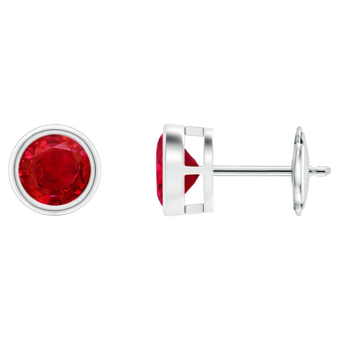 Angara Natural Bezel-Set 1.2 ct Ruby Solitaire Stud Earrings in 14K Solid Gold