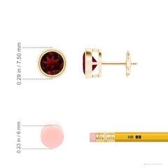 Angara Natural Bezel-Set 2 ct Garnet Solitaire Stud Earrings in 14K Solid Gold