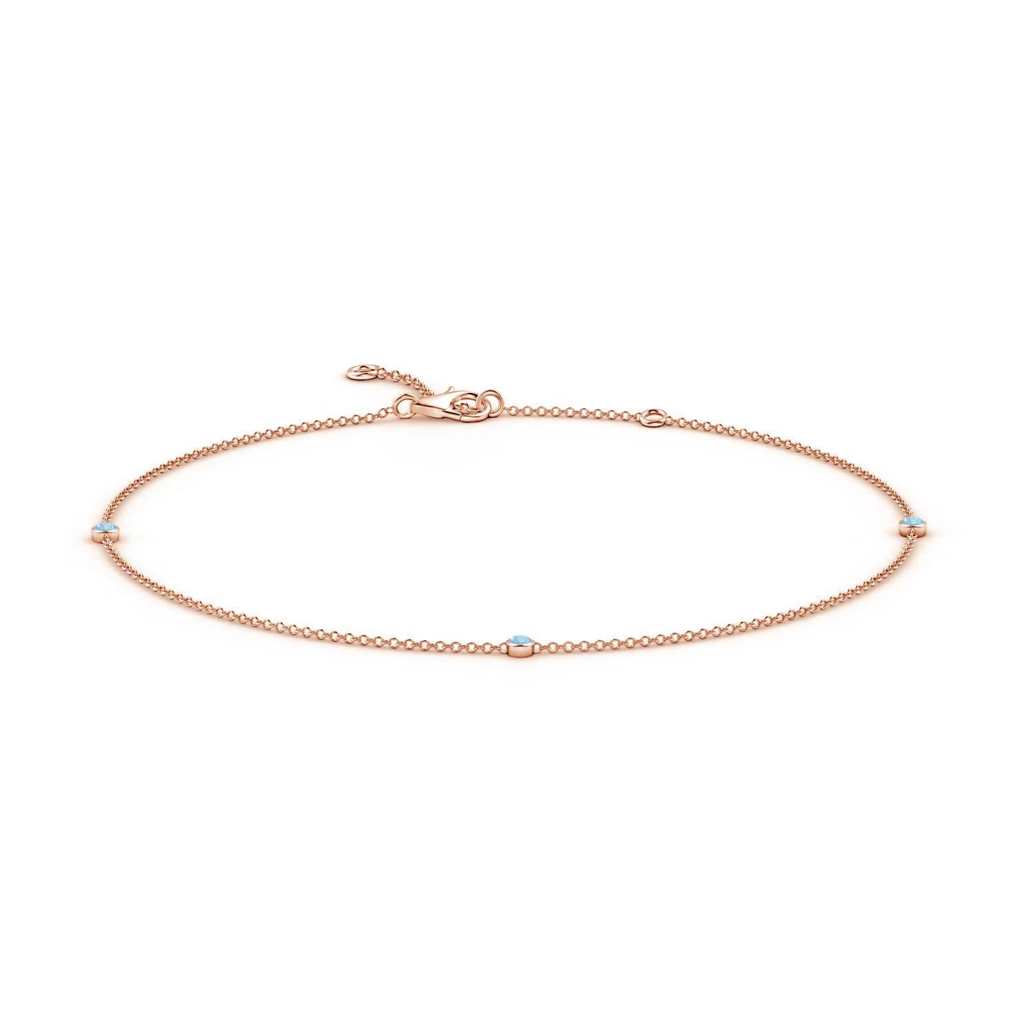 Angara Natural Bezel-Set Aquamarine Adjustable Ankle Bracelet in 14K Solid Gold For Sale 1