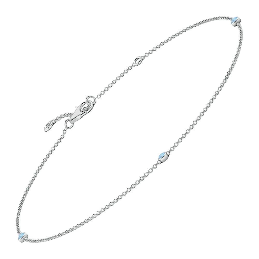 Angara Natural Bezel-Set Aquamarine Adjustable Ankle Bracelet in 14K Solid Gold For Sale