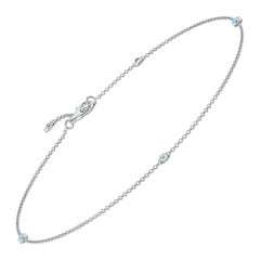 Angara Natural Bezel-Set Aquamarine Adjustable Ankle Bracelet in 14K Solid Gold