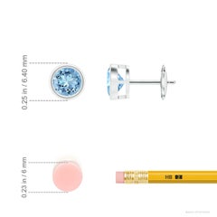 Angara Natural Bezel-Set Aquamarine Solitaire Stud Earrings in 14K Solid Gold