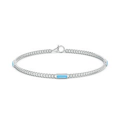 Angara Natural Bezel-Set Baguette Swiss Blue Topaz Link Chain Bracelet 14K Gold