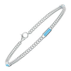 Angara Natural Bezel-Set Baguette Swiss Blue Topaz Link Chain Bracelet 14K Gold
