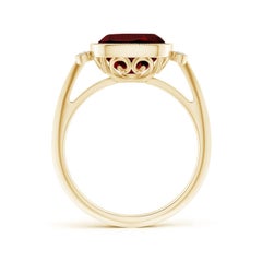 Angara Natural Bezel Set Cushion 3.6ct Garnet Ring in 14K Solid Gold for Women
