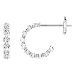 Angara Natural Bezel-Set Diamond Huggie Hoop Earring in 14K Solid Gold for Women