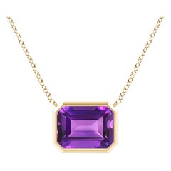 Angara Pendentif en or massif 14K avec lunette en forme d'émeraude et 1,5 ct d'améthyste