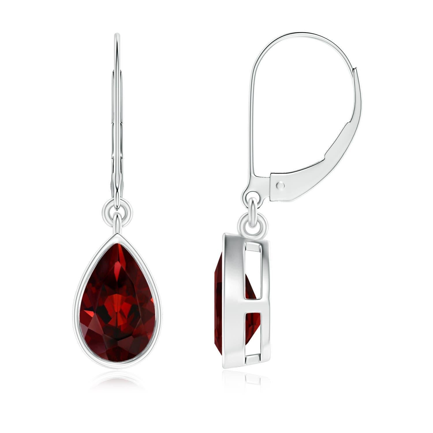Pendientes de oro de 14 quilates con bisel de pera natural y granate de 2,4 ct, engarzados en bisel en venta 2