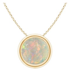 Angara Natural Bezel-Set Round 1.15 ct Opal Solitaire Pendant in 14K Solid Gold