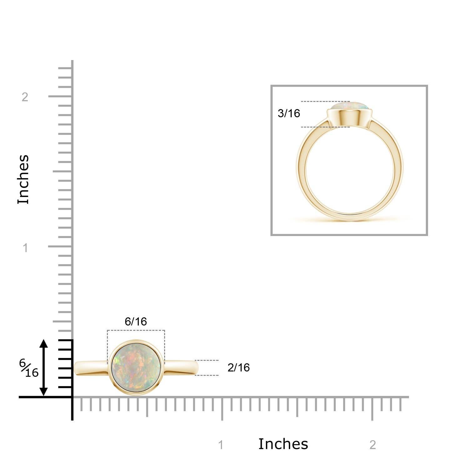 Angara natürlichen Lünette-Set rund 1,15ct Opal Solitär Verlobungsring in 14K Gold im Zustand „Neu“ im Angebot in Los Angeles, CA