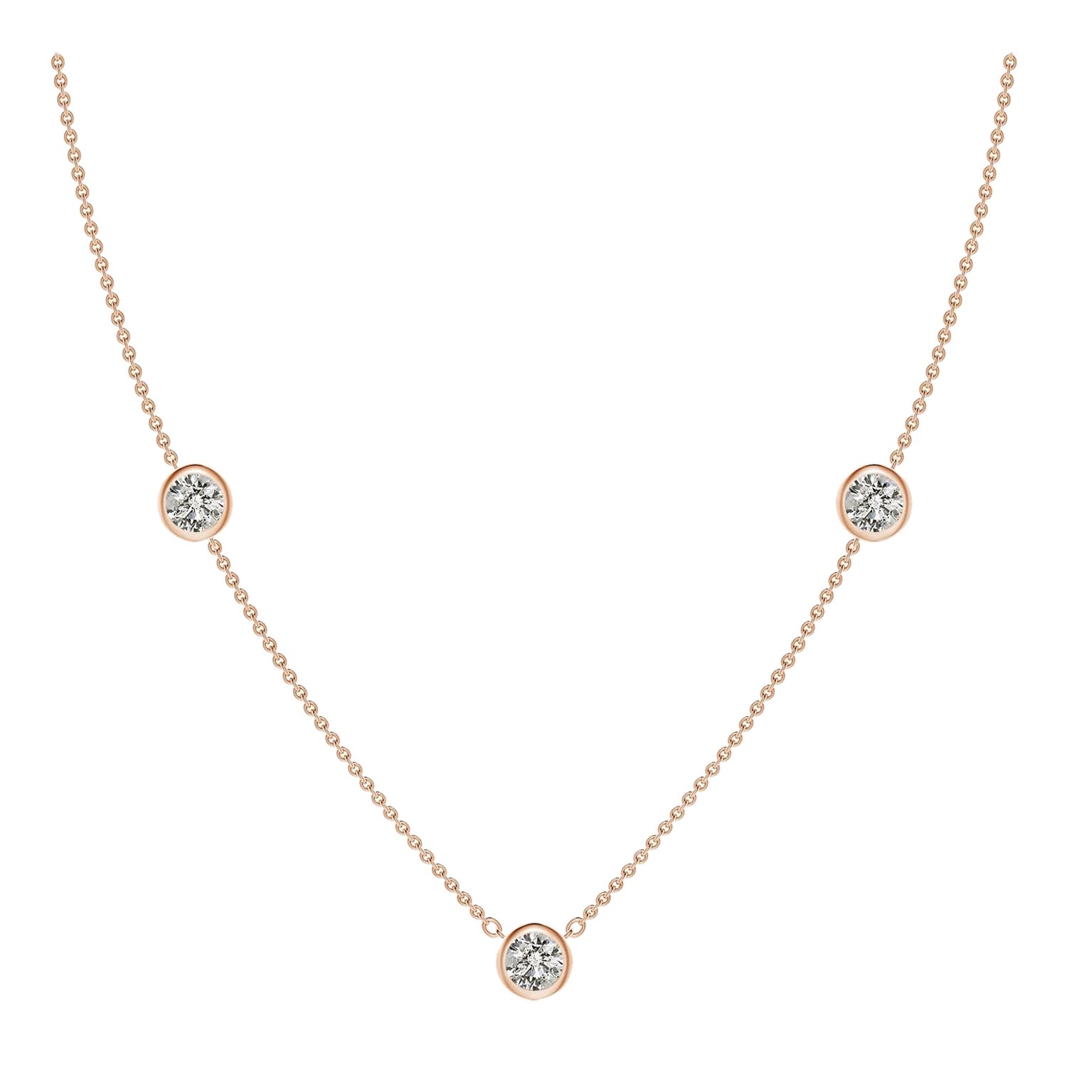Collana con catena di diamanti Angara Nature con castone rotondo da 1,5 carati in oro rosa 14 carati