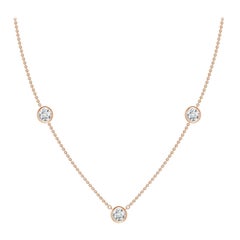 Collana con catena di diamanti Angara Nature con castone rotondo da 1,5 carati in oro rosa 14 carati