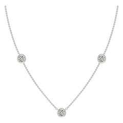 Collana con catena di diamanti Angara Natural Bezel-Set Round 1.5 ct in oro bianco 14K