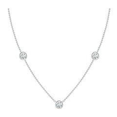 Collana con catena di diamanti Angara con castone naturale rotondo da 1,5 carati in platino