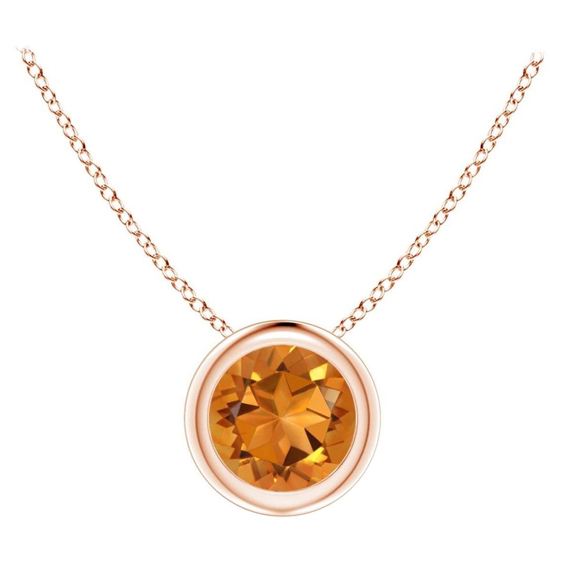 Angara Natural Bezel-Set Round Citrine Solitaire Pendant in 14K Solid Gold