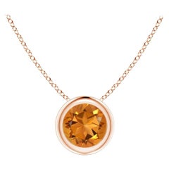 Angara Natural Bezel-Set Round Citrine Solitaire Pendant in 14K Solid Gold