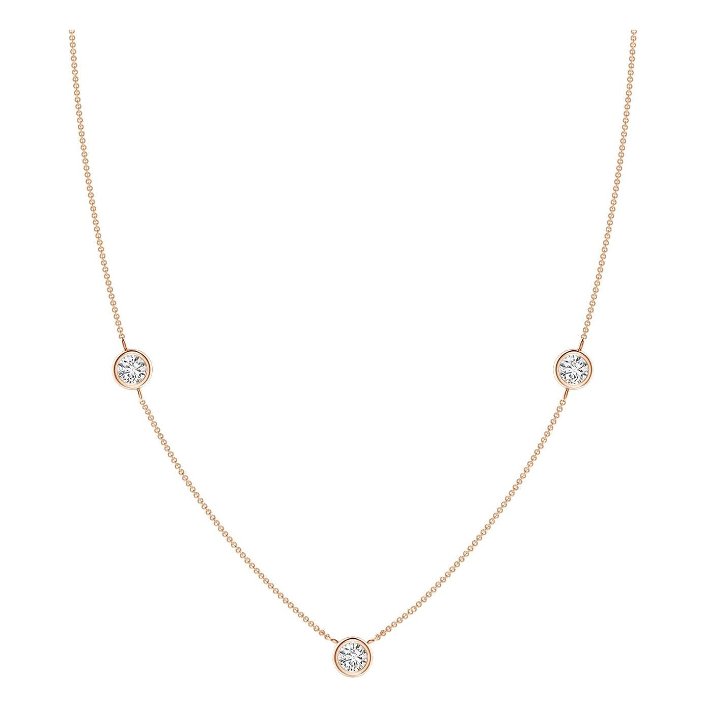 Collana a catena con diamanti rotondi incastonati Nature di Angara in oro rosa 14K