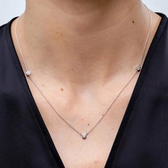 Angara Natural Bezel-Set Round Diamond Chain Necklace 14K Solid Gold for Women