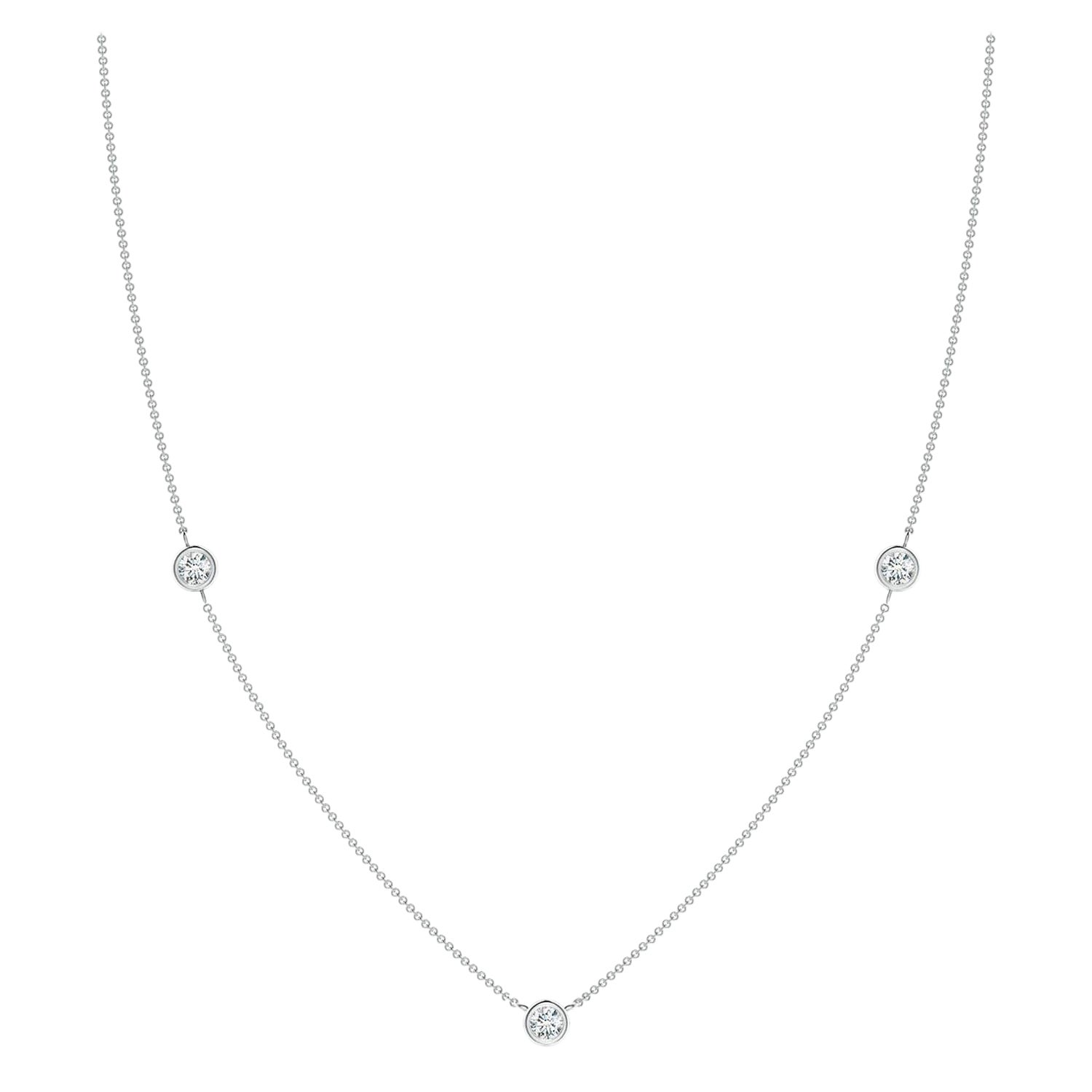 Collana a catena con diamanti rotondi incastonati di Angara Natural Bezel-Set in oro bianco 14K