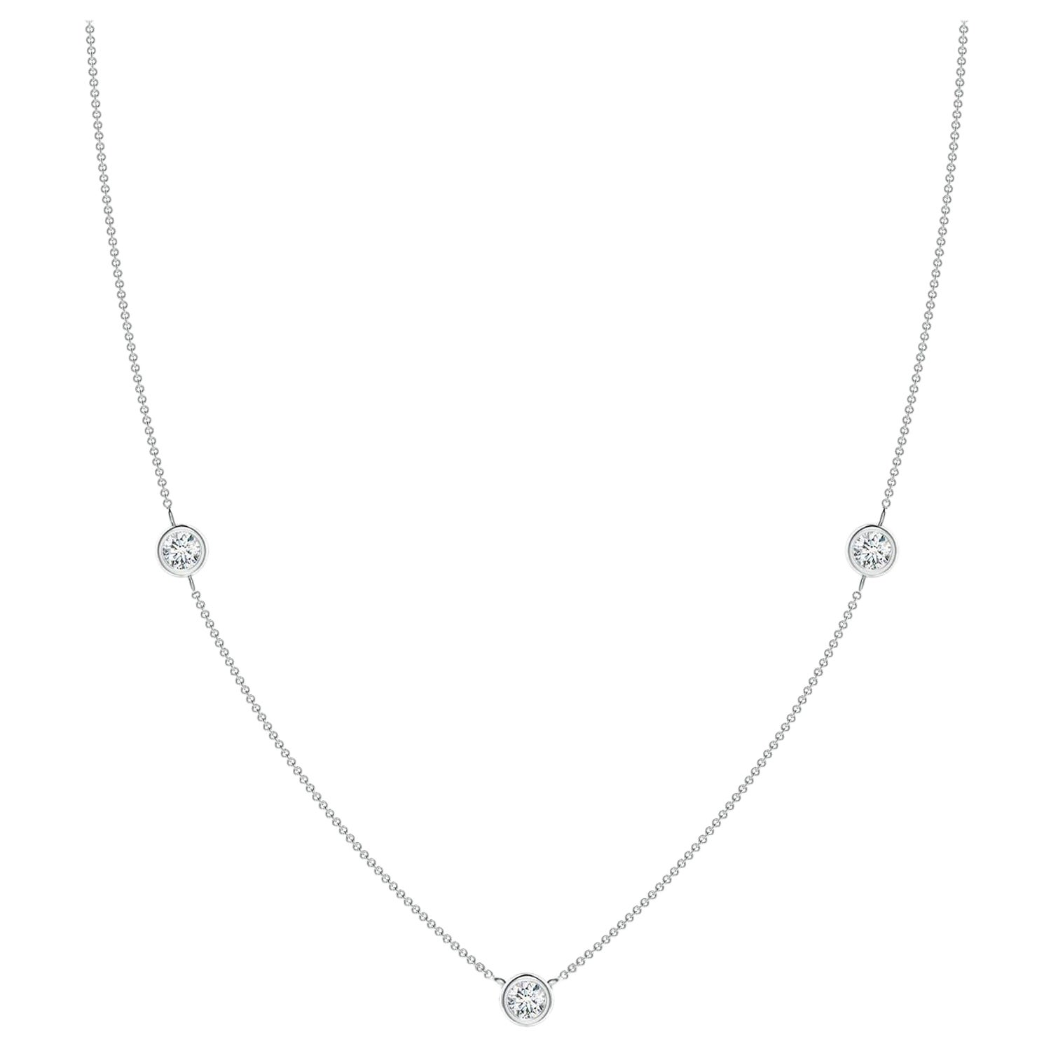Collana a catena con diamanti rotondi incastonati di Angara Natural Bezel-Set in oro bianco 14K in vendita