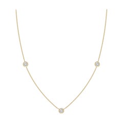 Collana a catena con diamanti rotondi incastonati Nature Angara in oro giallo 14K