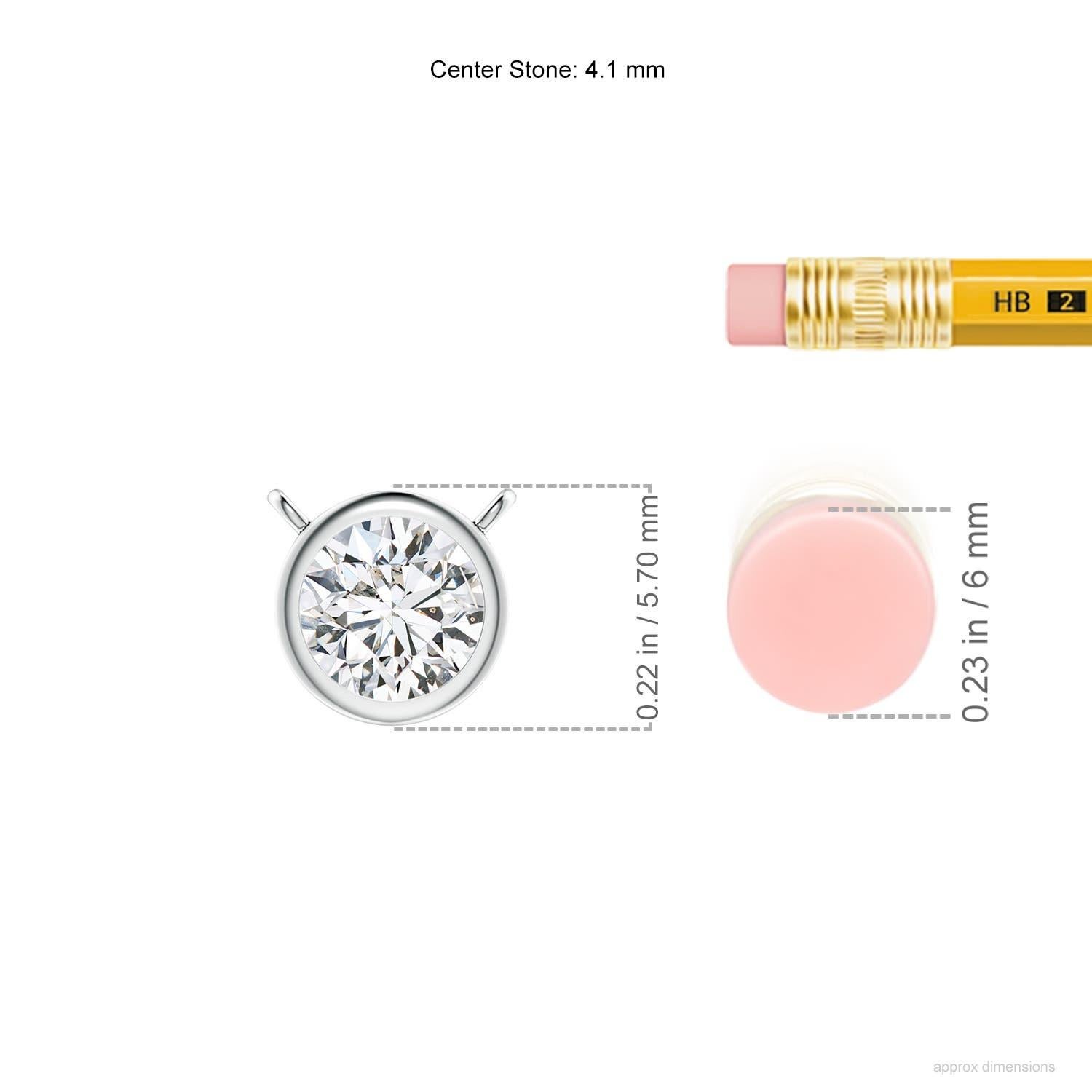 Taille ronde Collier solitaire en or massif 14 carats composé de diamants ronds sertis sur lunette Angara Nature en vente