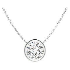 Angara Natural Bezel-Set Round Diamond Solitaire Necklace in 14K Solid Gold