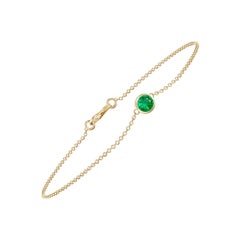 Angara natürlichen Lünette-Set Runde Smaragd Kette Armband 14K Solid Gold für Frauen