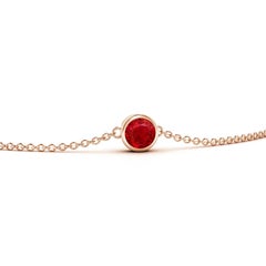 Angara Natural Bezel-Set Round Ruby Chain Bracelet in 14K Solid Gold for Women