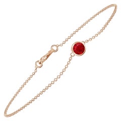 Angara Pulsera de cadena con rubí redondo natural engastado en oro macizo de 14 quilates para mujer