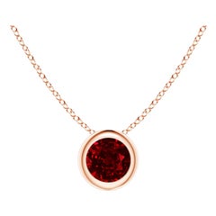 Ciondolo solitario di rubino rotondo Nature in oro rosa 14K (misura 4 mm)