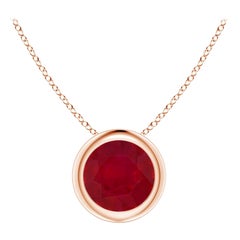 Ciondolo solitario di rubino rotondo Nature in oro rosa 14K (misura 6 mm)