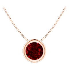 Ciondolo solitario di rubino rotondo Nature in oro rosa 14K (misura 5 mm)