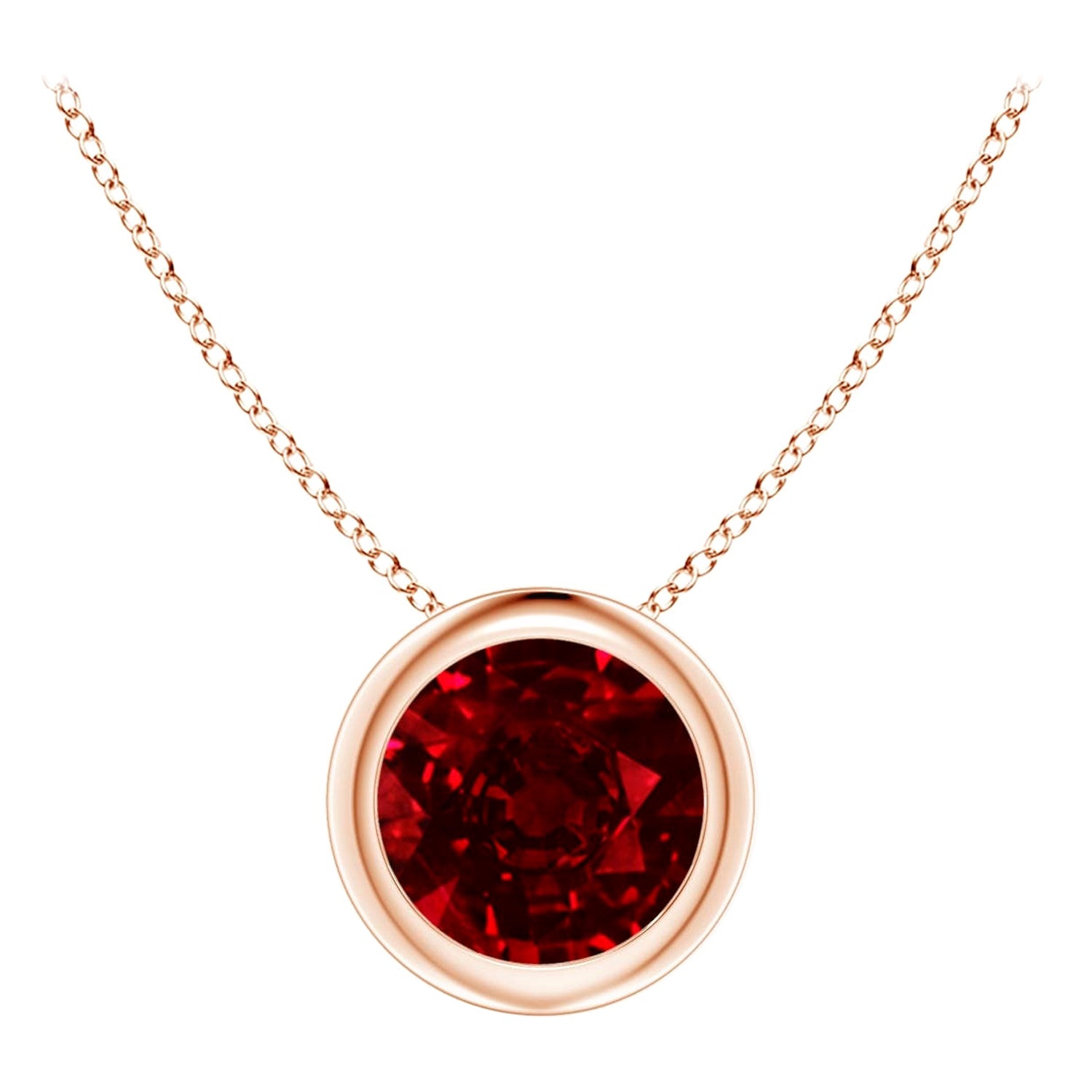 Natürlicher runder Rubin Solitär-Anhänger in 14K Roségold (Größe-6 mm)