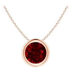 ANGARA Natural Bezel-Set Round Ruby Solitaire Pendant in 14K Rose Gold for Women
