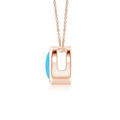 Angara Natural Bezel-Set Round Turquoise Solitaire Pendant in 14K Solid Gold