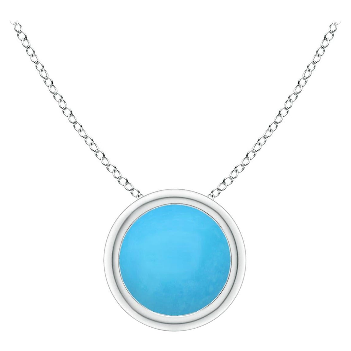 Angara Natural Bezel-Set Round Turquoise Solitaire Pendant in 14K Solid Gold