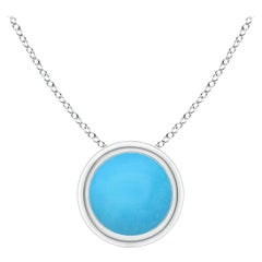 Angara Natural Bezel-Set Round Turquoise Solitaire Pendant in 14K Solid Gold