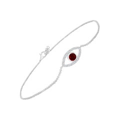 Bracelet œil maléfique en or massif 14K avec rubis et diamants sertis clos Angara