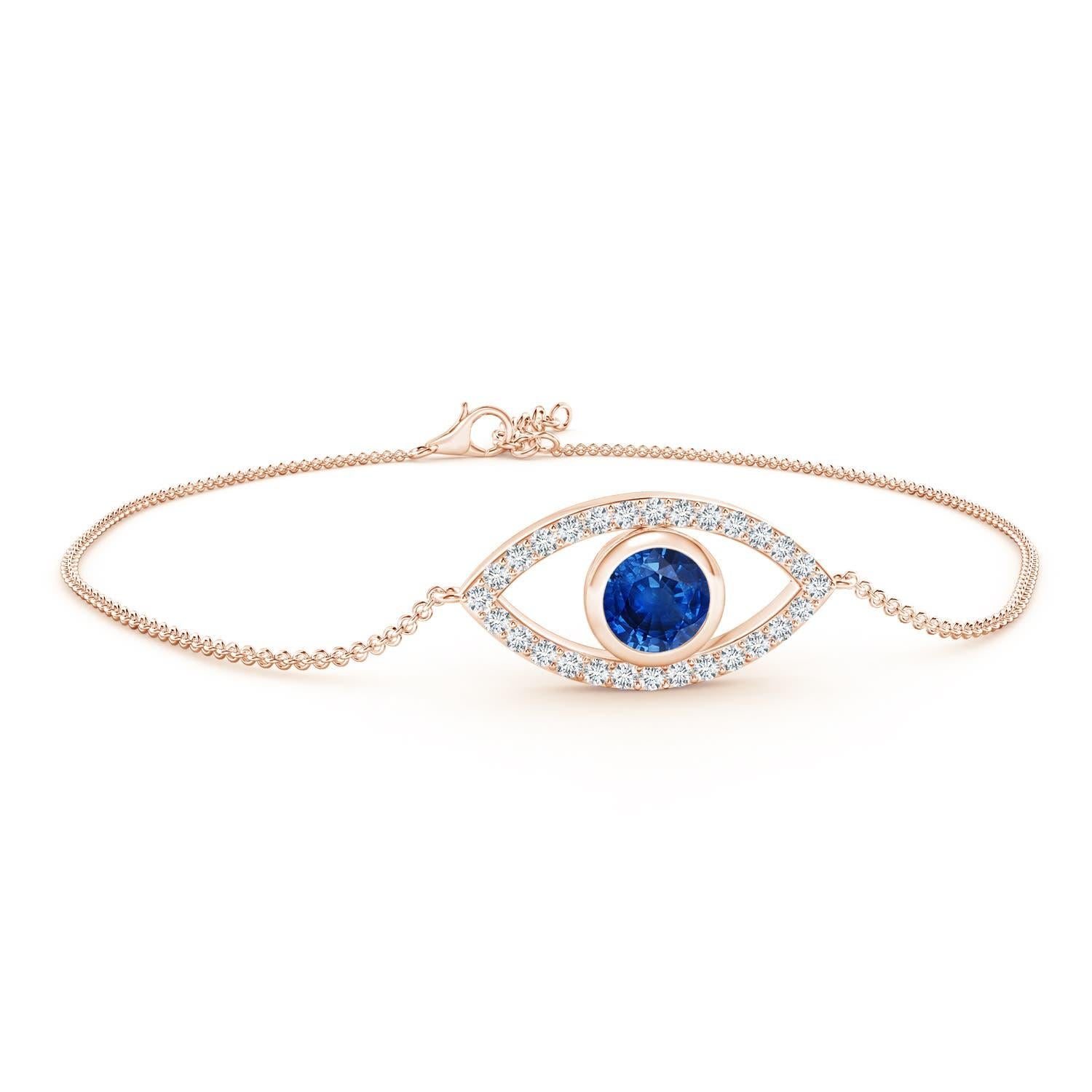 Bracelet œil du mal Angara en or massif 14K avec saphirs et diamants sertis sur lunette en vente 2