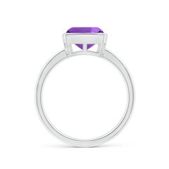 Angara Natural Bezel-Set Solitaire Cushion 2.2ct Amethyst Ring in 14K Solid Gold