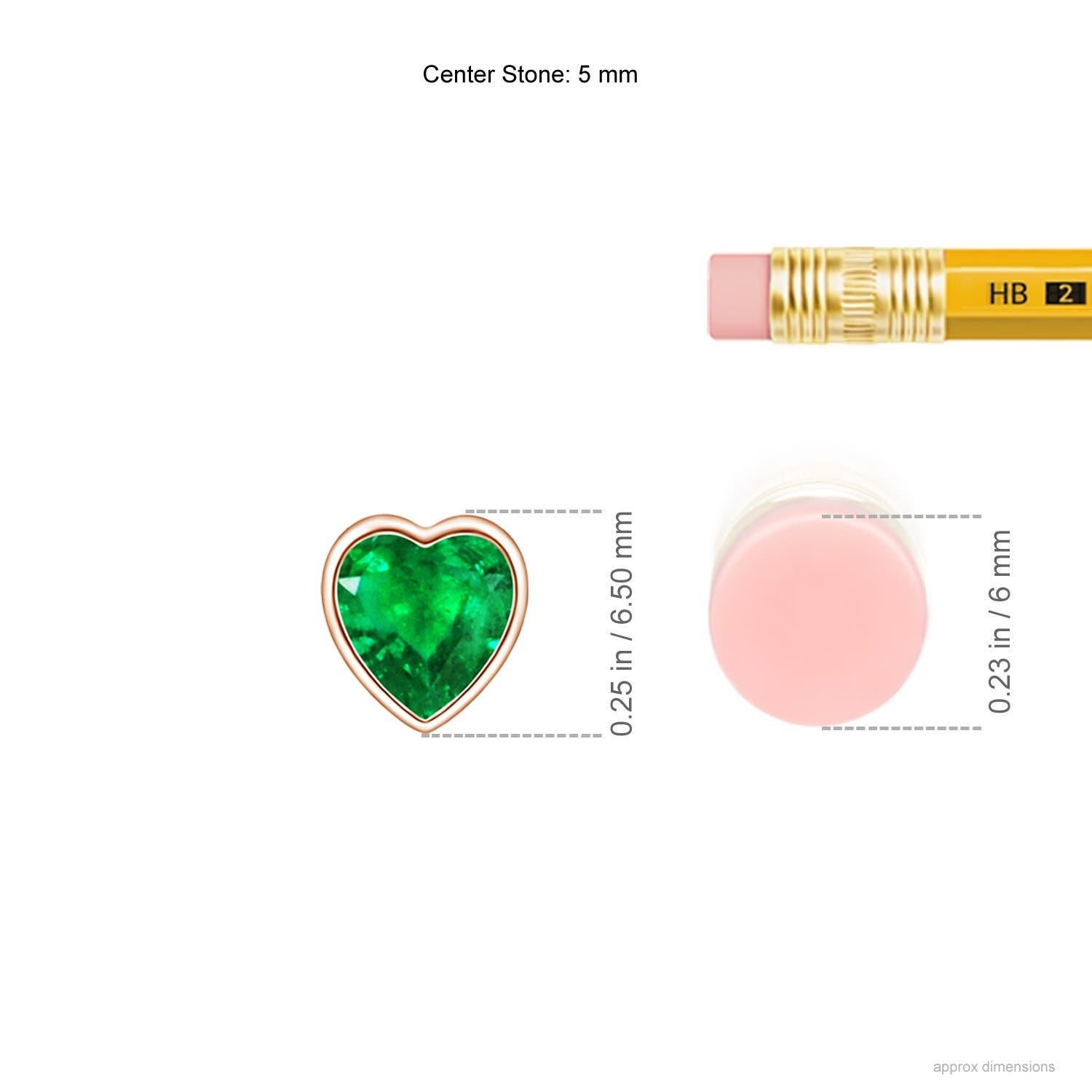 Colgante Esmeralda Corazón Solitario con Bisel Natural Angara en Oro Rosa de 14K Corte de corazón en venta
