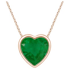 Colgante Esmeralda Corazón Solitario con Bisel Natural Angara en Oro Rosa de 14K