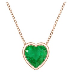 Colgante Esmeralda Corazón Solitario con Bisel Natural Angara en Oro Rosa de 14K