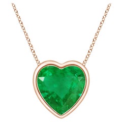 Colgante Esmeralda Corazón Solitario con Bisel Natural Angara en Oro Rosa de 14K