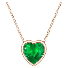 Colgante Esmeralda Corazón Solitario con Bisel Natural Angara en Oro Rosa de 14K